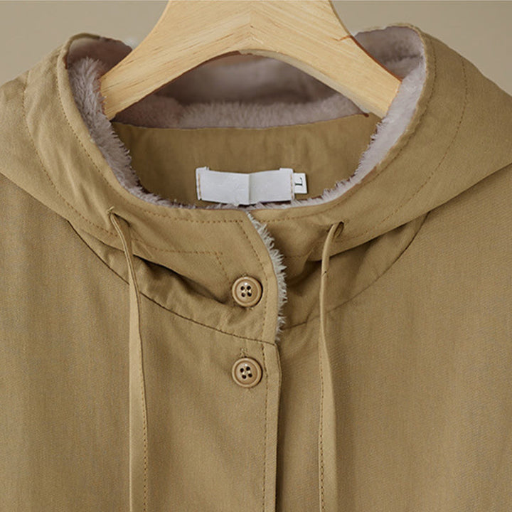 Veste à capuche à manches longues pour femme Buddha Stones, doublure polaire thermique en coton avec poches - image 2
