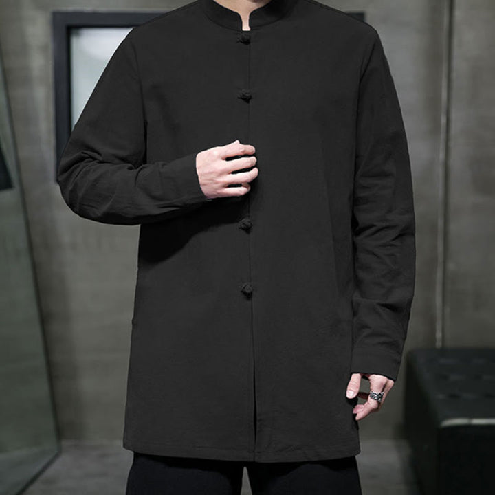 Chemise à manches longues en coton pour homme, simple, motif Buddha Stones, style chinois, avec boutons grenouille - image 25