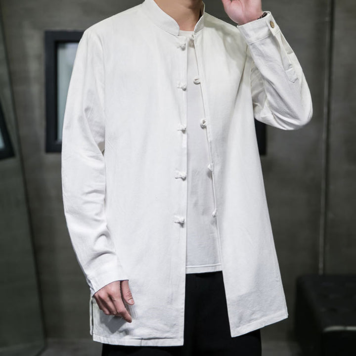 Chemise à manches longues en coton pour homme, simple, motif Buddha Stones, style chinois, avec boutons grenouille - image 19