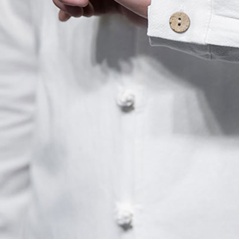 Chemise à manches longues en coton pour homme, simple, motif Buddha Stones, style chinois, avec boutons grenouille - image 21