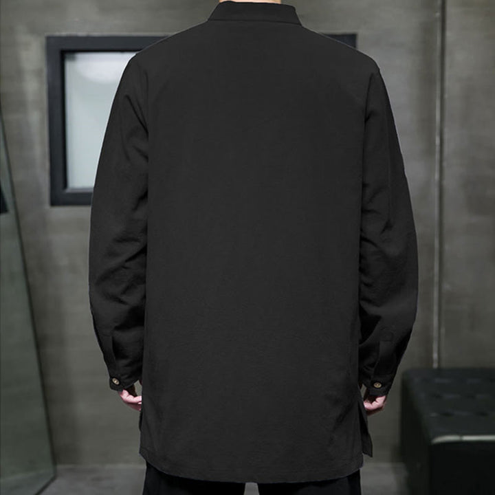 Chemise à manches longues en coton pour homme, simple, motif Buddha Stones, style chinois, avec boutons grenouille - image 26