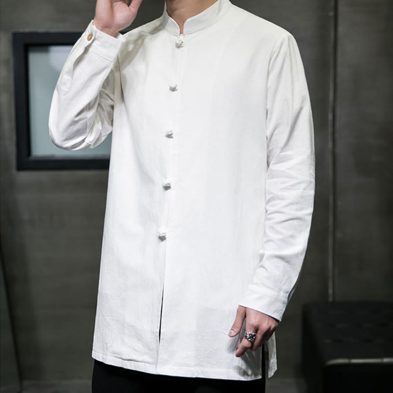 Chemise à manches longues en coton pour homme, simple, motif Buddha Stones, style chinois, avec boutons grenouille - image 18