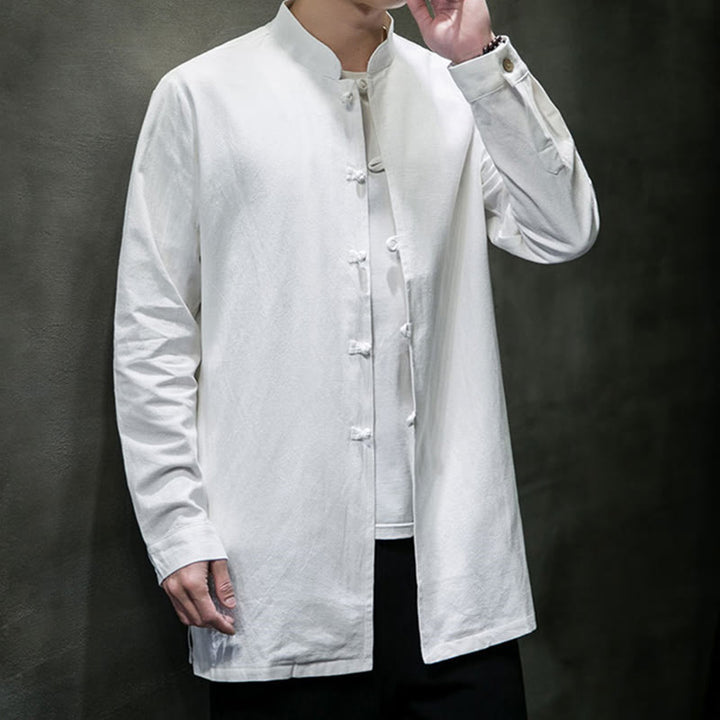 Chemise à manches longues en coton pour homme, simple, motif Buddha Stones, style chinois, avec boutons grenouille - image 17