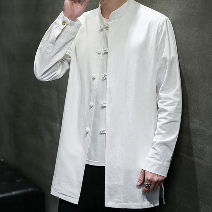 Chemise à manches longues en coton pour homme, simple, motif Buddha Stones, style chinois, avec boutons grenouille - image 16