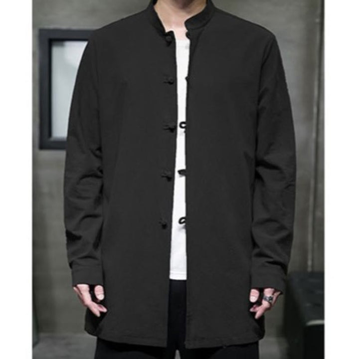 Chemise à manches longues en coton pour homme, simple, motif Buddha Stones, style chinois, avec boutons grenouille - image 27