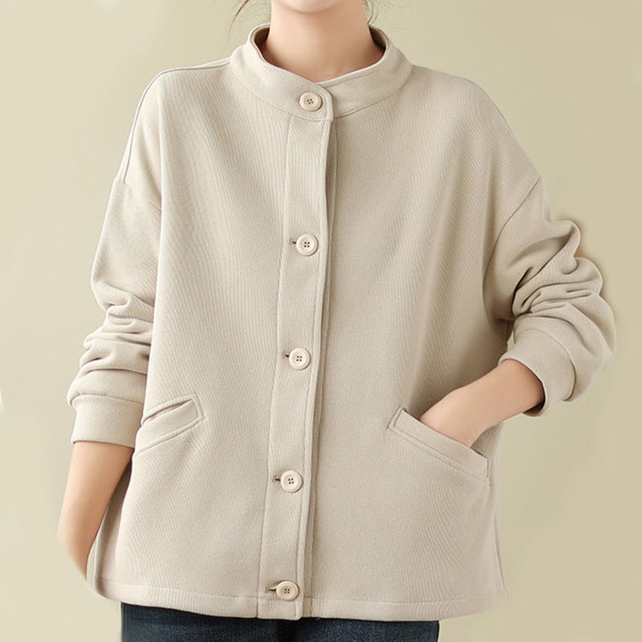 Veste à manches longues en coton pour femme, couleur unie, avec poches, motif Buddha Stones - Blanc antique - US14,UK/AU18,EU46 (2XL) - image 13