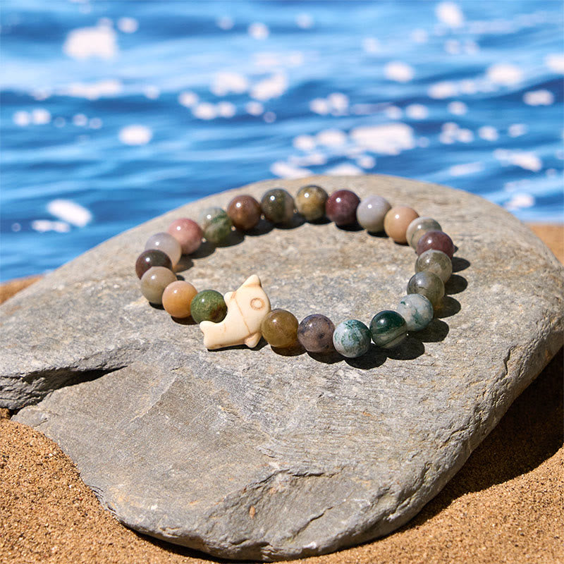Bracelet d'équilibre spirituel en pierres naturelles de Buddha Stones et dauphin - image 30