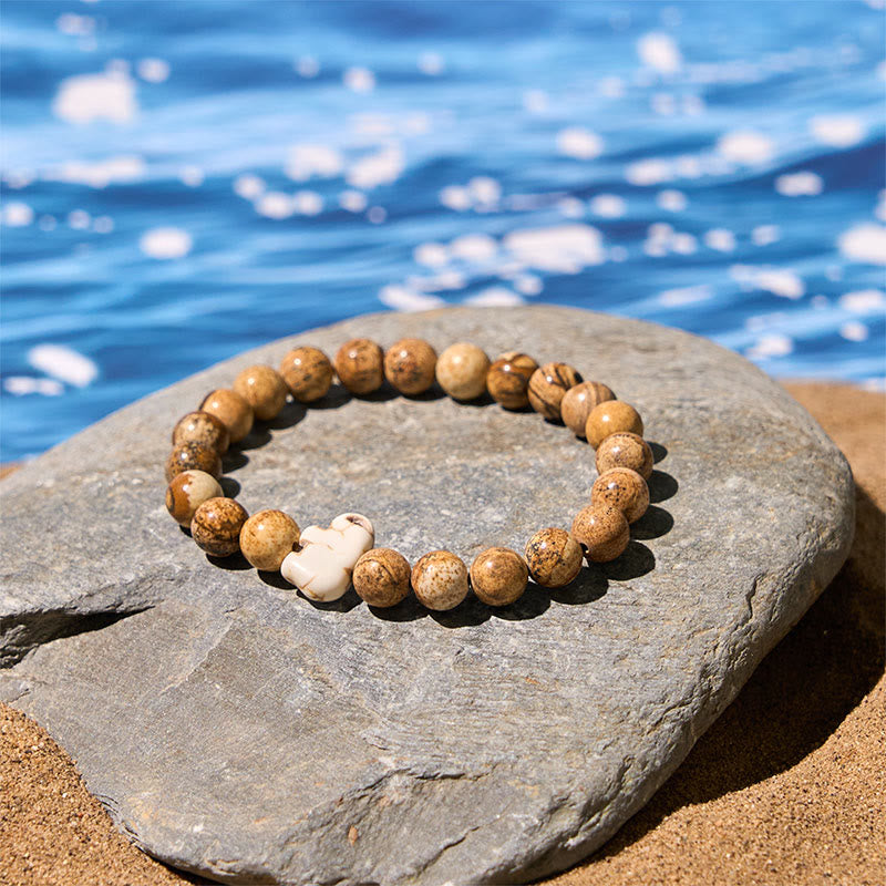 Bracelet de force spirituelle éléphant en pierres naturelles diverses de Buddha Stones - image 7
