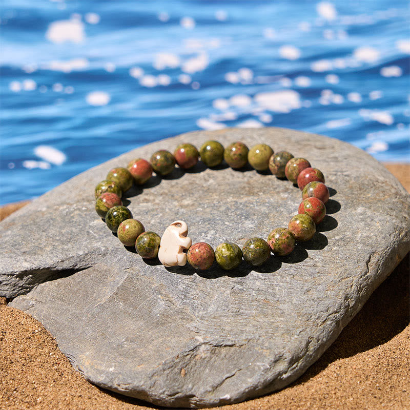 Bracelet de force spirituelle éléphant en pierres naturelles diverses de Buddha Stones - image 27