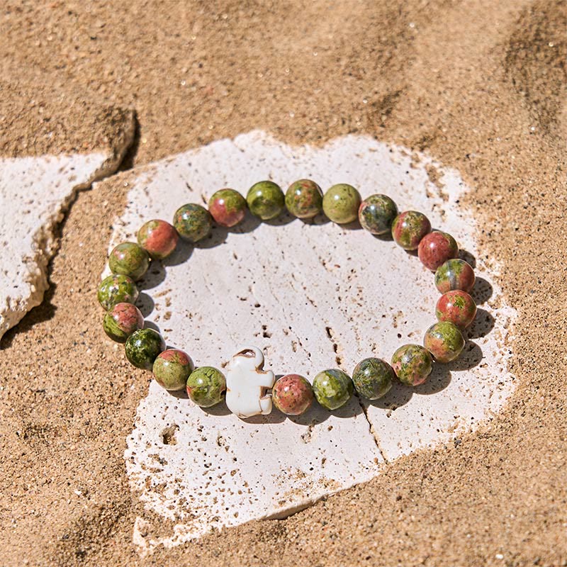 Bracelet de force spirituelle éléphant en pierres naturelles diverses de Buddha Stones - image 26