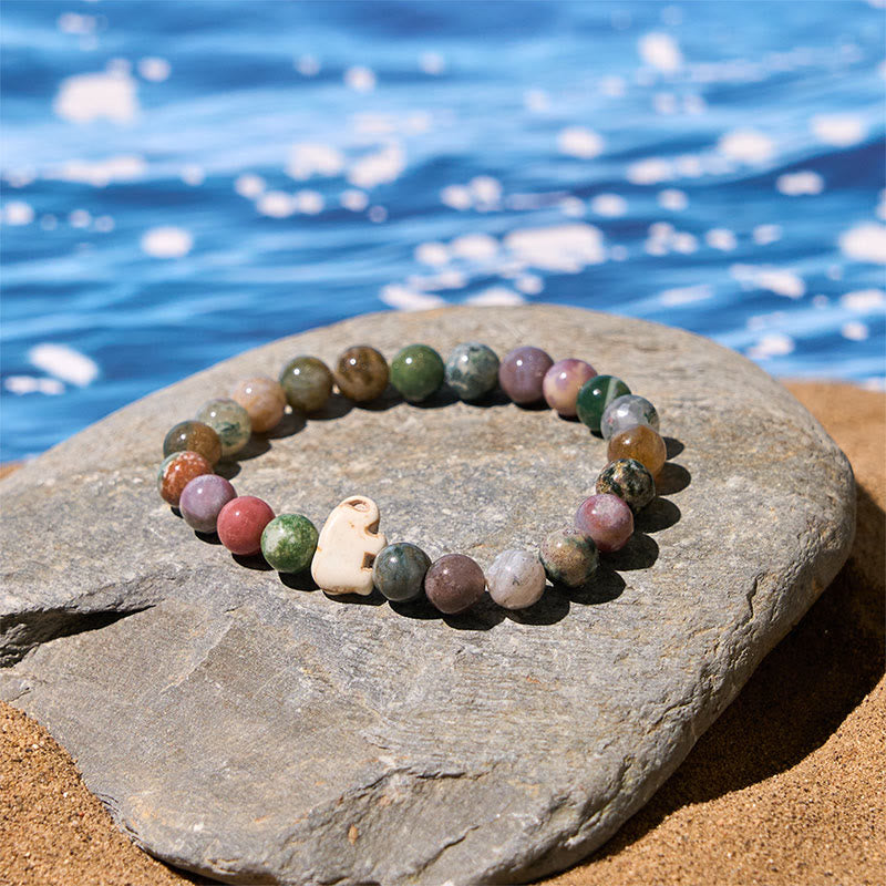 Bracelet de force spirituelle éléphant en pierres naturelles diverses de Buddha Stones - image 31