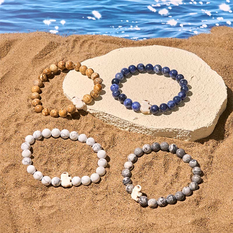 Bracelet de force spirituelle éléphant en pierres naturelles diverses de Buddha Stones - image 33