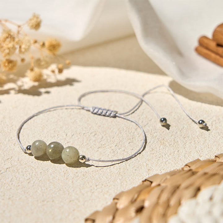 Bracelet de guérison en corde de perles de labradorite naturelle Buddha Stones - image 3