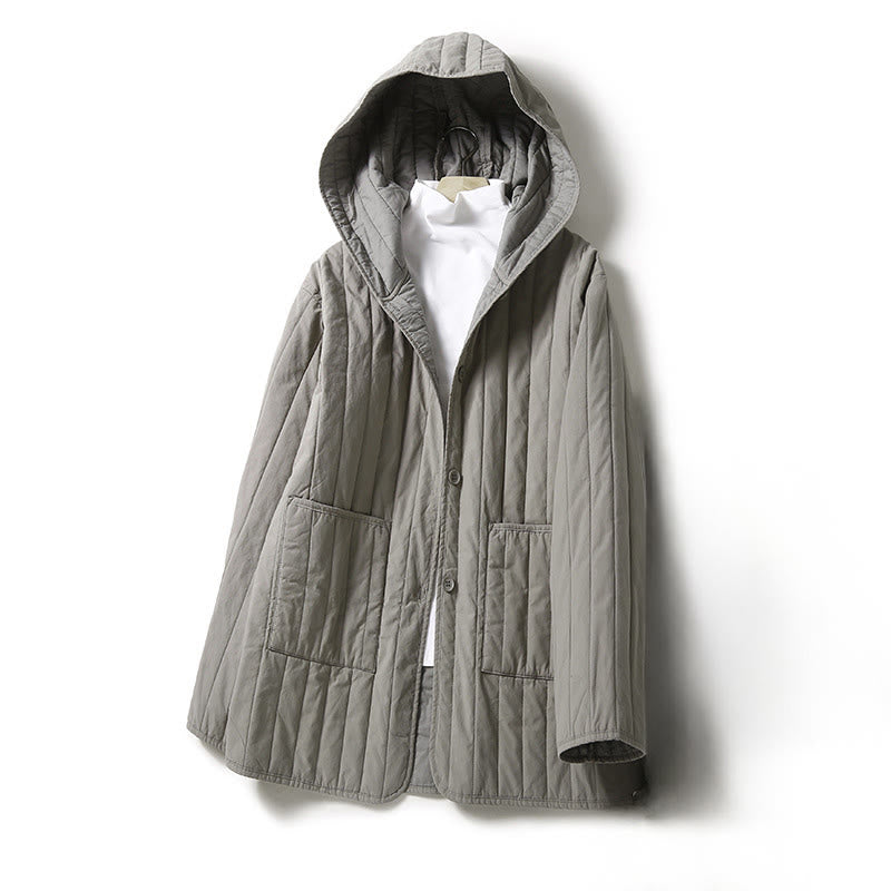 Veste à capuche matelassée en coton à manches longues pour femme avec poche et motif Buddha Stones - Gris foncé - US8-10,UK/AU12-14,EU40-42 (2XL) - image 6