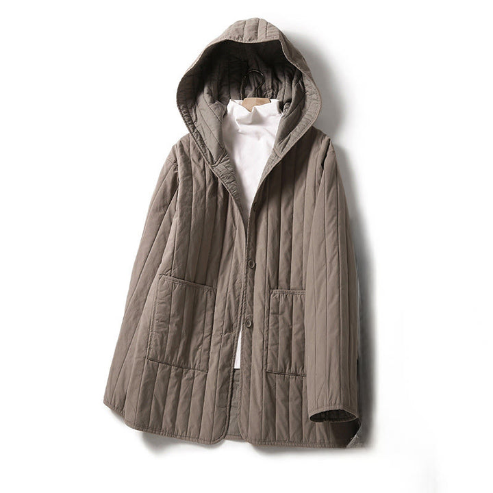 Veste à capuche matelassée en coton à manches longues pour femme avec poche et motif Buddha Stones - Tanné - US8-10,UK/AU12-14,EU40-42 (2XL) - image 0