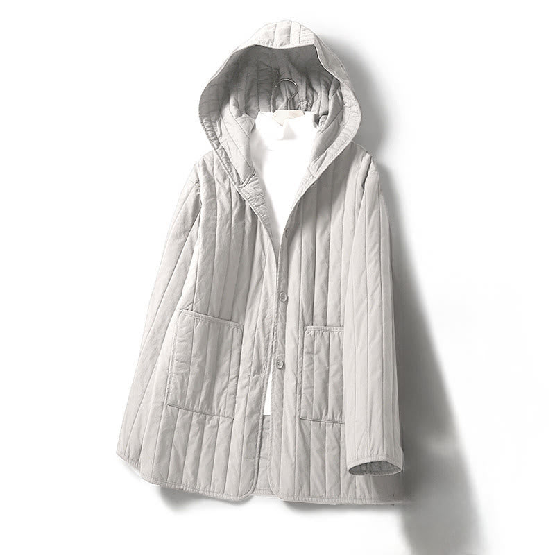 Veste à capuche matelassée en coton à manches longues pour femme avec poche et motif Buddha Stones - Fumée blanche - US8-10,UK/AU12-14,EU40-42 (2XL) - image 15