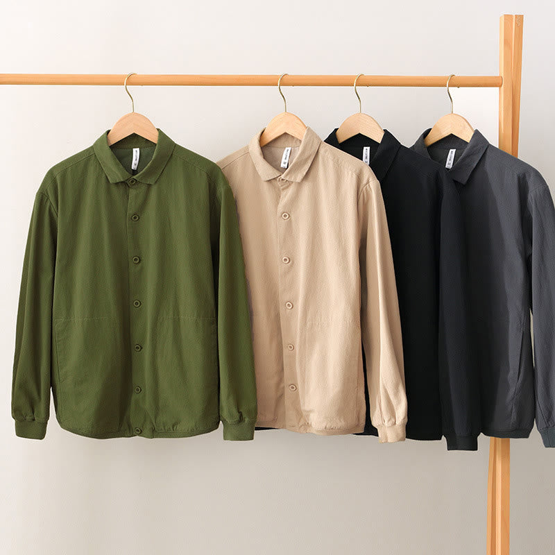 Chemise boutonnée à manches longues et poches pour homme, motif Buddha Stones Fall - image 1