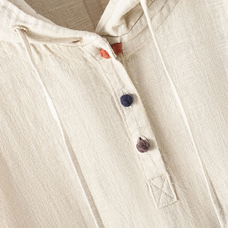 Sweat à capuche à manches longues et poches pour femme, motif Buddha Stones, en coton uni, avec boutons - image 5