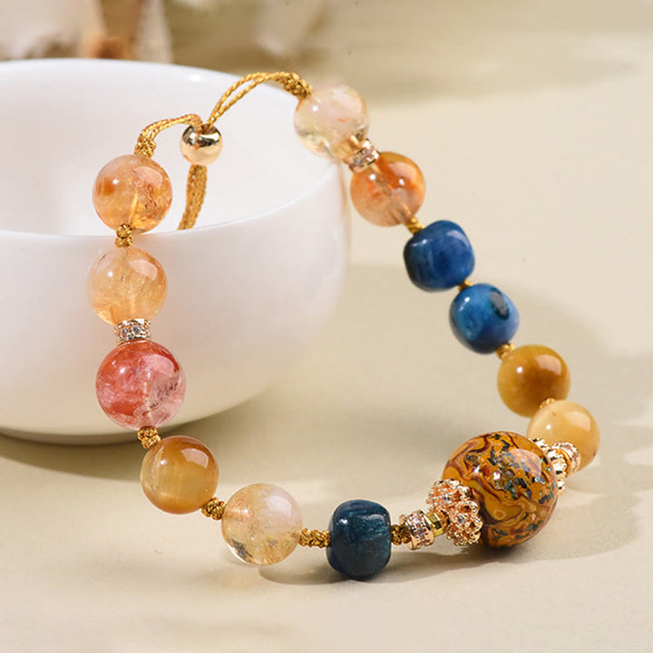 Bracelet de puissance en Buddha Stones de laque tibétaine, tissé à la main, avec divers cristaux - image 8