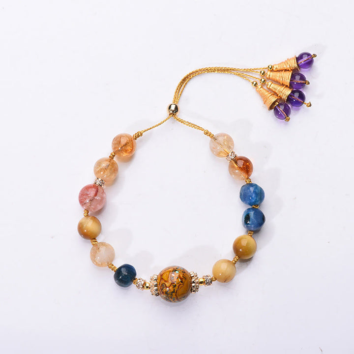 Bracelet de puissance en Buddha Stones de laque tibétaine, tissé à la main, avec divers cristaux - image 9