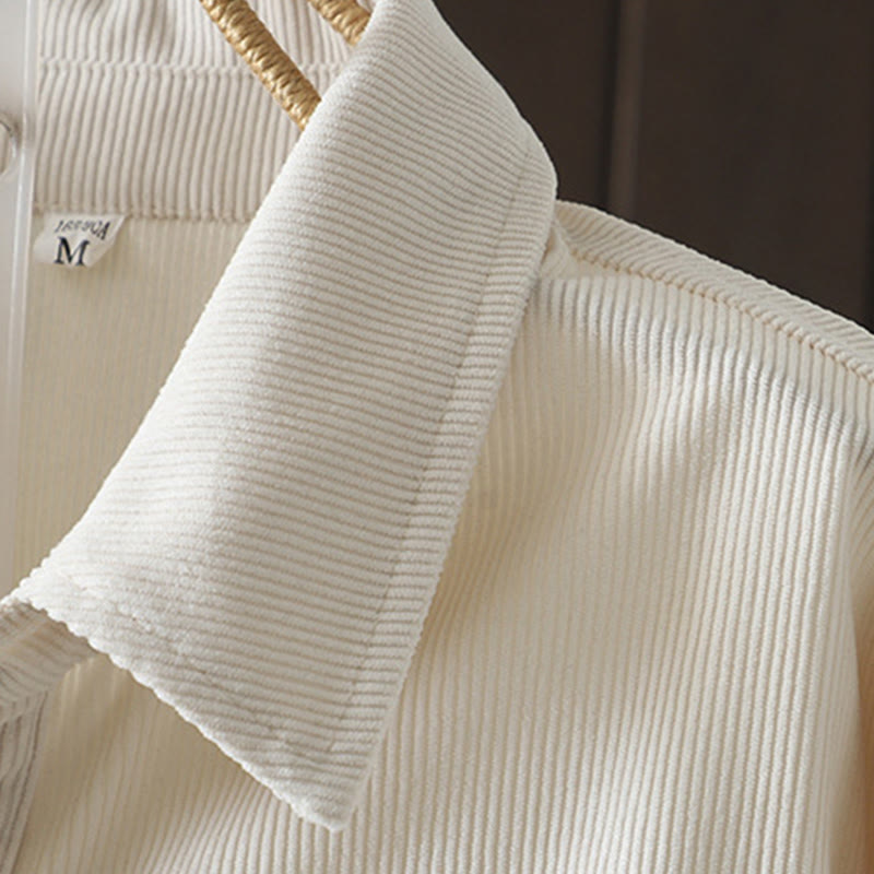 Chemise à manches longues en velours côtelé de coton à boutons unis Buddha Stones Commute pour femme - image 11