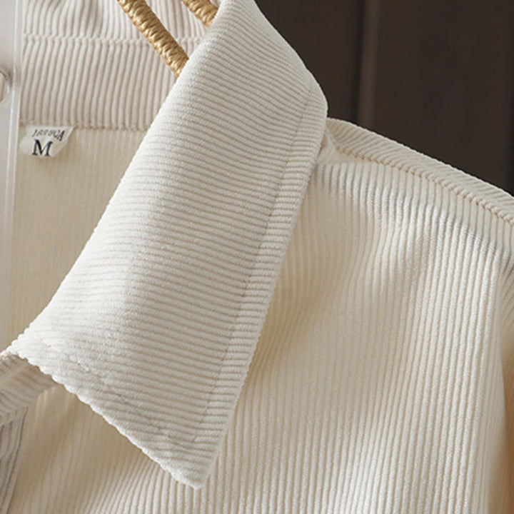 Chemise à manches longues en velours côtelé de coton à boutons unis Buddha Stones Commute pour femme - image 11