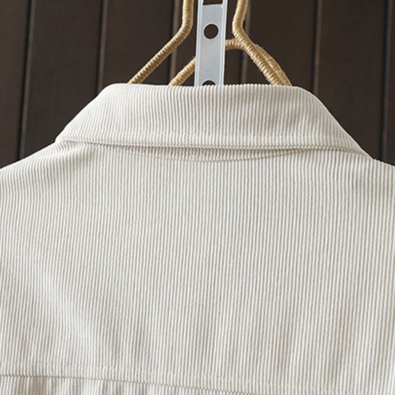 Chemise à manches longues en velours côtelé de coton à boutons unis Buddha Stones Commute pour femme - image 10