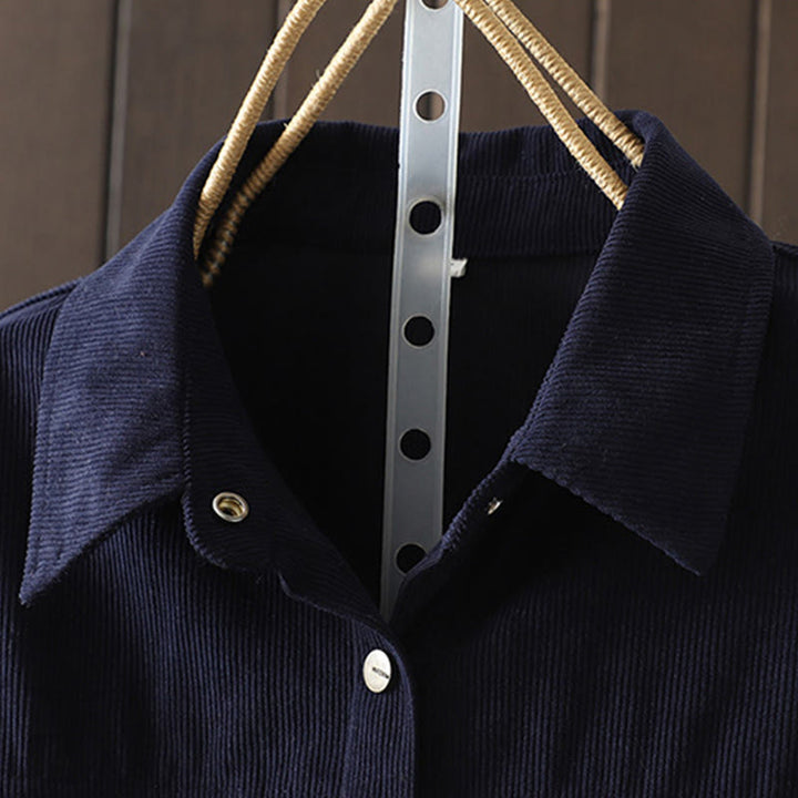 Chemise à manches longues en velours côtelé de coton à boutons unis Buddha Stones Commute pour femme - image 1