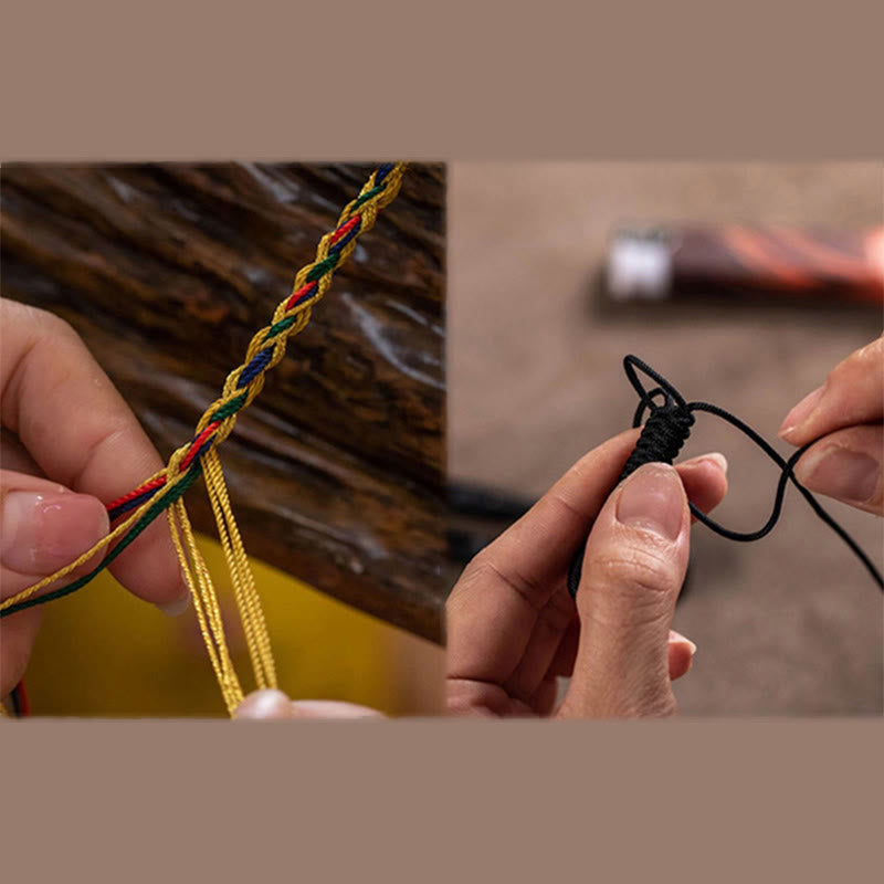 Bracelet de protection en corde de perles tibétaines Dzi à neuf yeux, fabriqué à la main par Buddha Stones - image 4