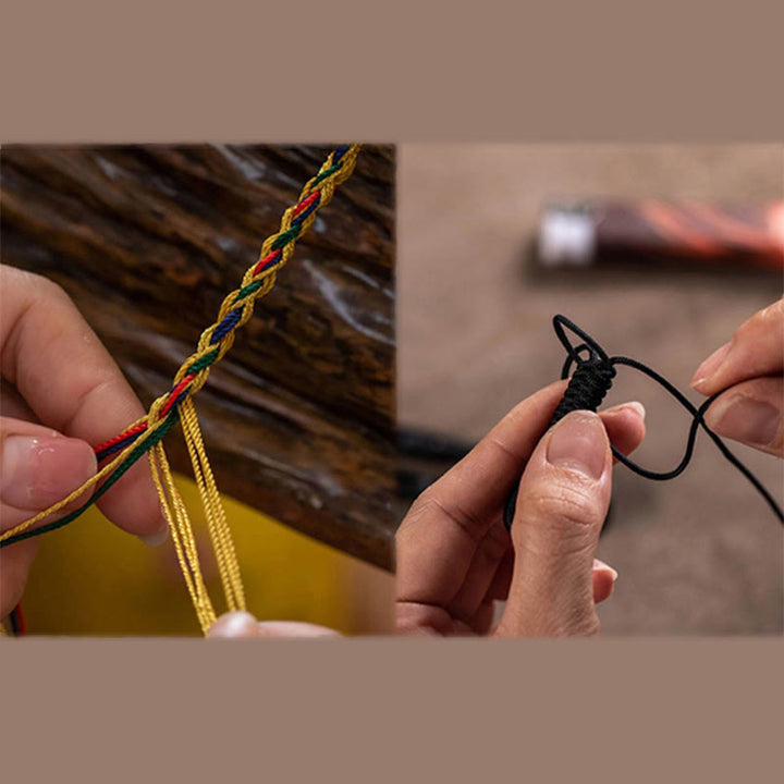 Bracelet de protection en corde de perles tibétaines Dzi à neuf yeux, fabriqué à la main par Buddha Stones - image 4