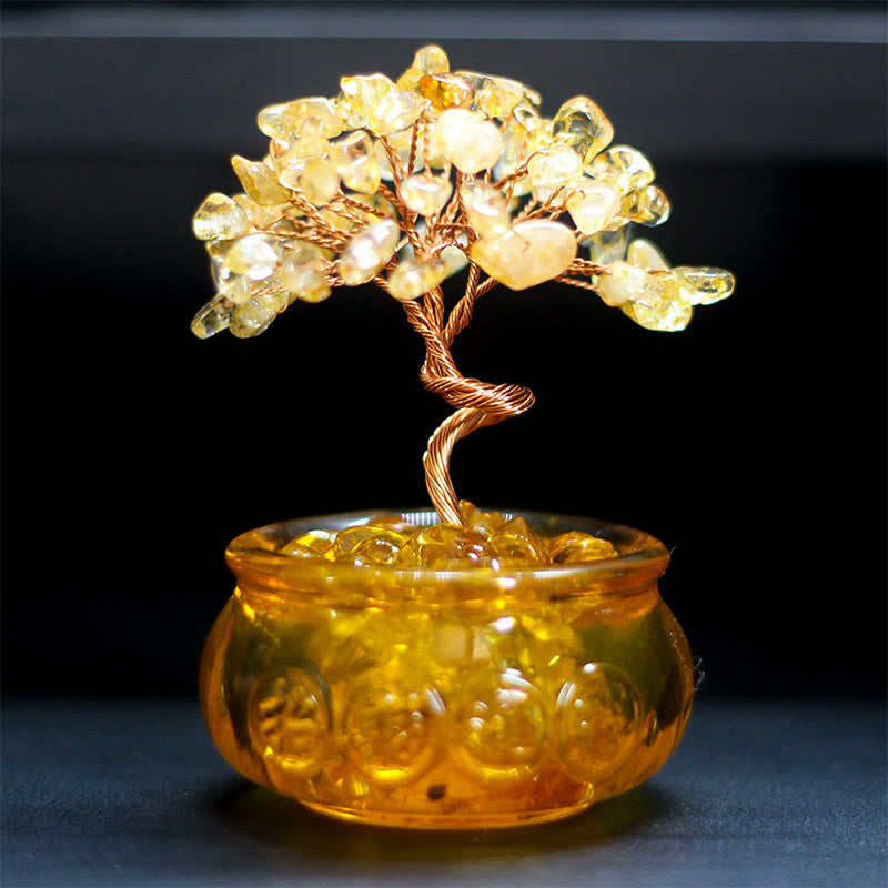 Buddha Stones, divers cristaux, citrine, améthyste, cristal rose, arbre de prospérité, décoration de la maison - Citrine 6*10cm - image 0