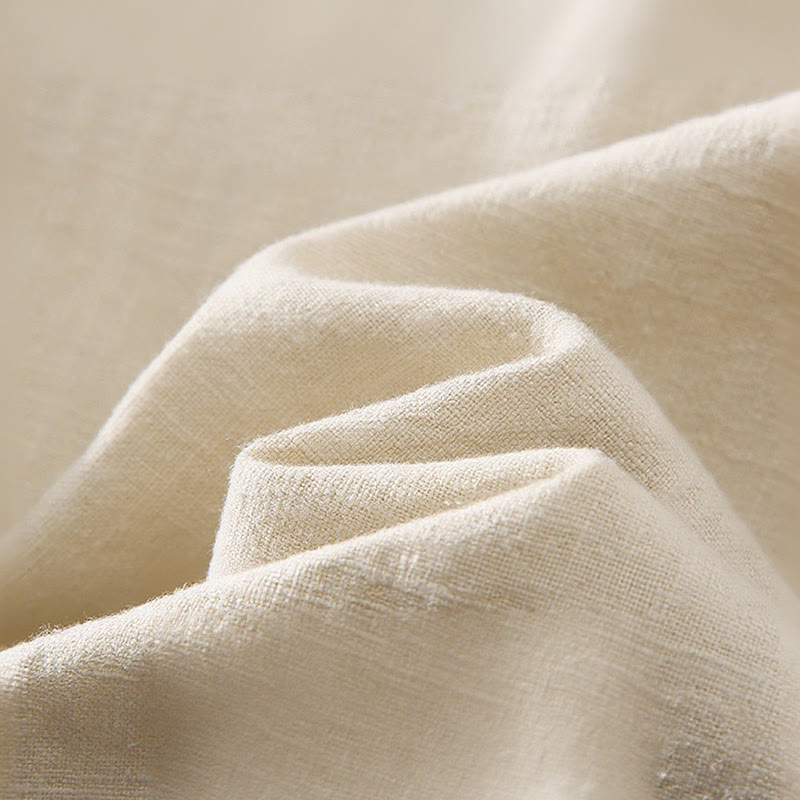 Chemise à manches longues et boutons en coton ramie pour homme, couleur unie, motif Buddha Stones, avec poches - image 2