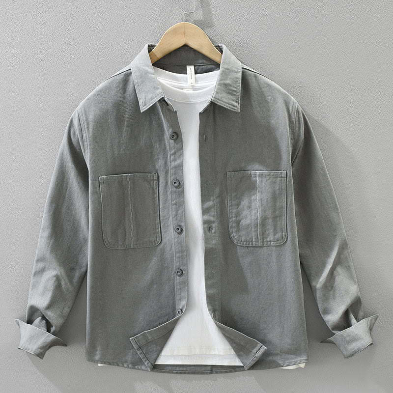 Chemise à manches longues et boutons Buddha Stones pour homme, vêtement en coton avec poches - Gris foncé - US/UK/AU42,EU52 (3XL) - image 14