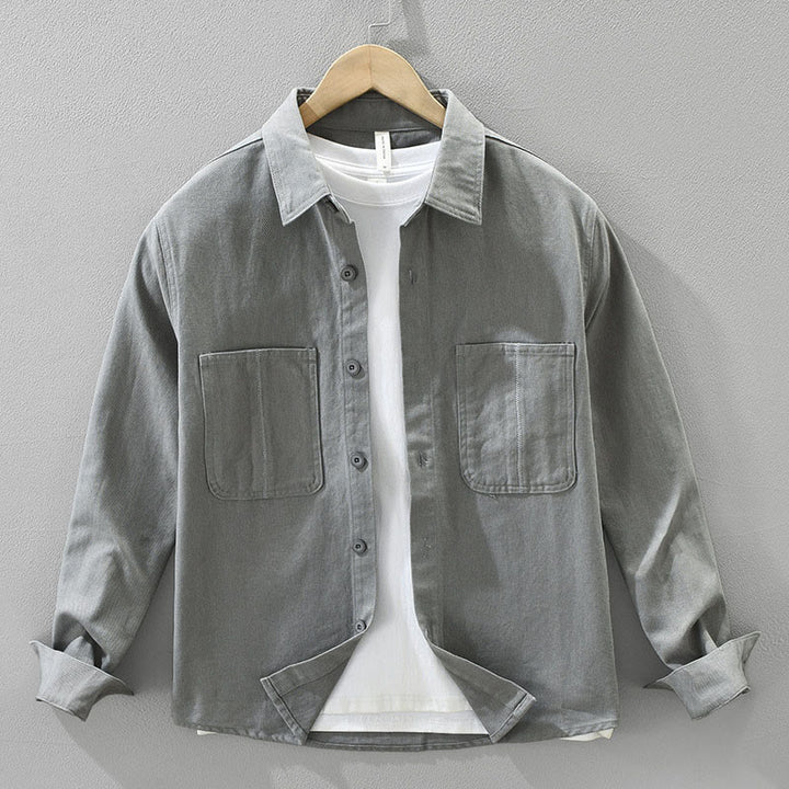 Chemise à manches longues et boutons Buddha Stones pour homme, vêtement en coton avec poches - Gris foncé - US/UK/AU42,EU52 (3XL) - image 14