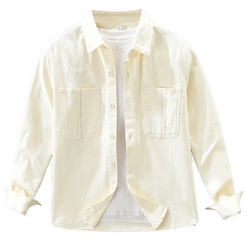 Chemise à manches longues et boutons Buddha Stones pour homme, vêtement en coton avec poches - image 13