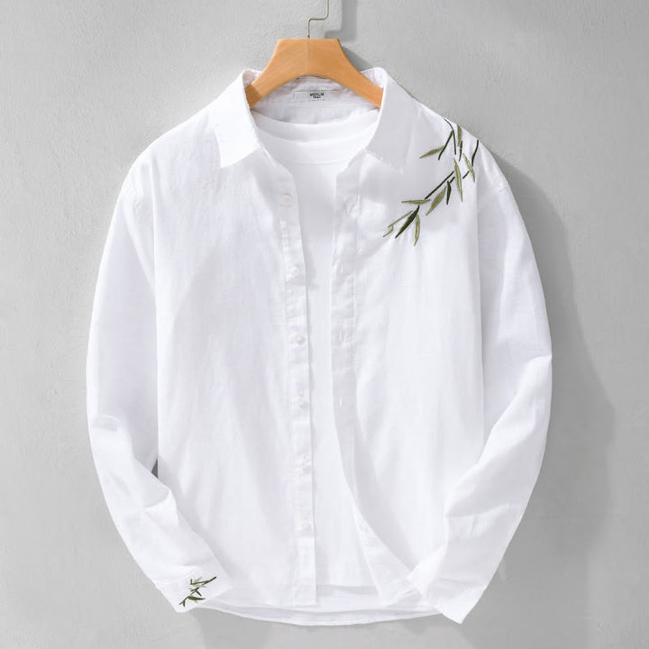 Chemise à manches longues en coton et lin pour homme, motif Buddha Stones brodées - image 6