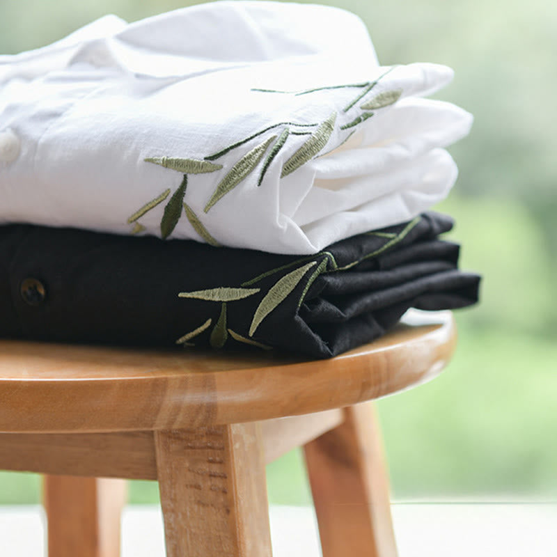 Chemise à manches longues en coton et lin pour homme, motif Buddha Stones brodées - image 15