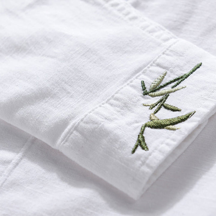 Chemise à manches longues en coton et lin pour homme, motif Buddha Stones brodées - image 10