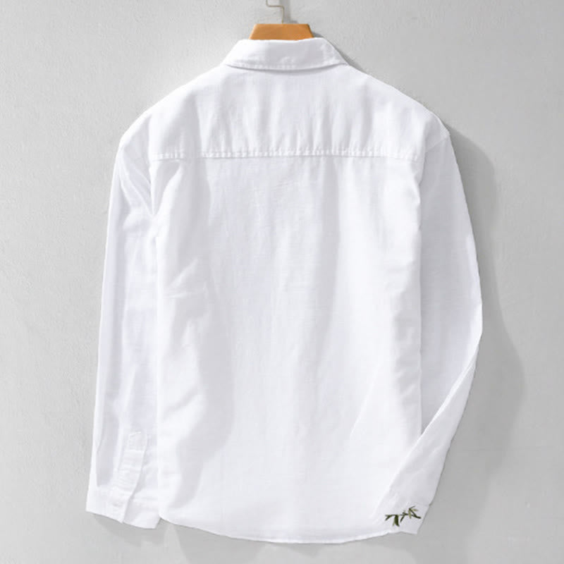 Chemise à manches longues en coton et lin pour homme, motif Buddha Stones brodées - image 7