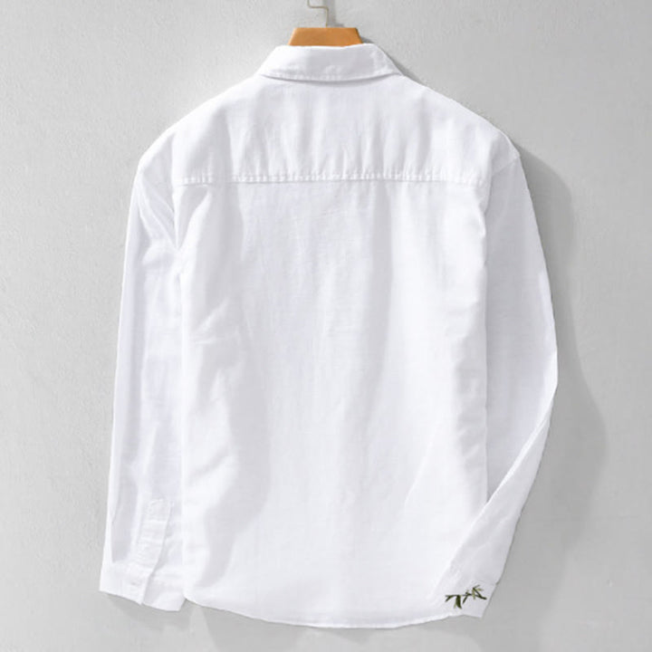 Chemise à manches longues en coton et lin pour homme, motif Buddha Stones brodées - image 7