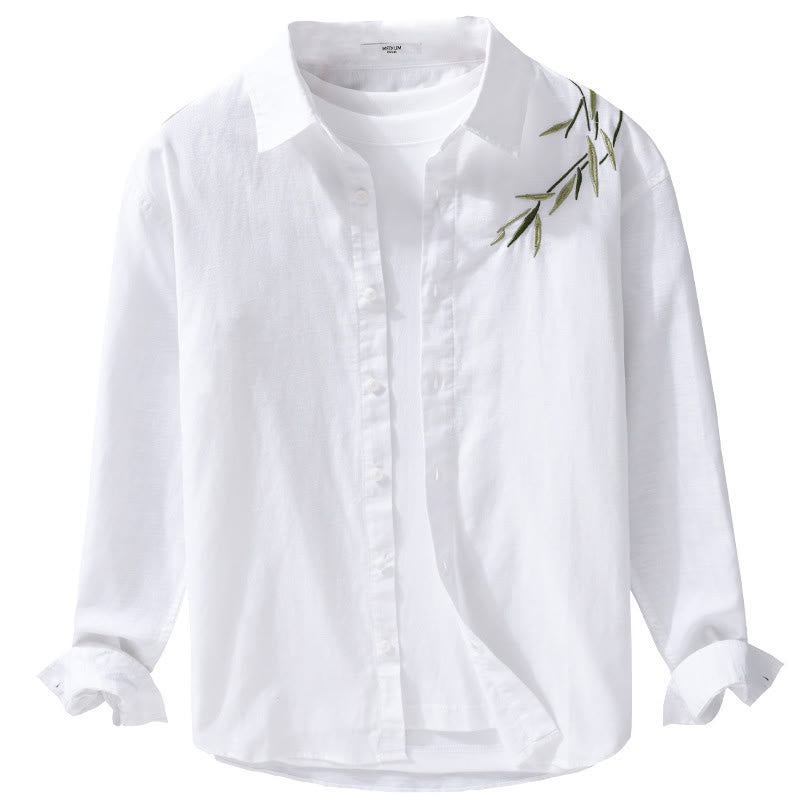 Chemise à manches longues en coton et lin pour homme, motif Buddha Stones brodées - image 12