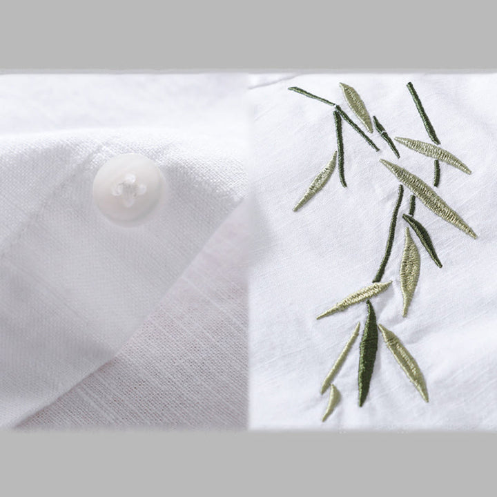 Chemise à manches longues en coton et lin pour homme, motif Buddha Stones brodées - image 11