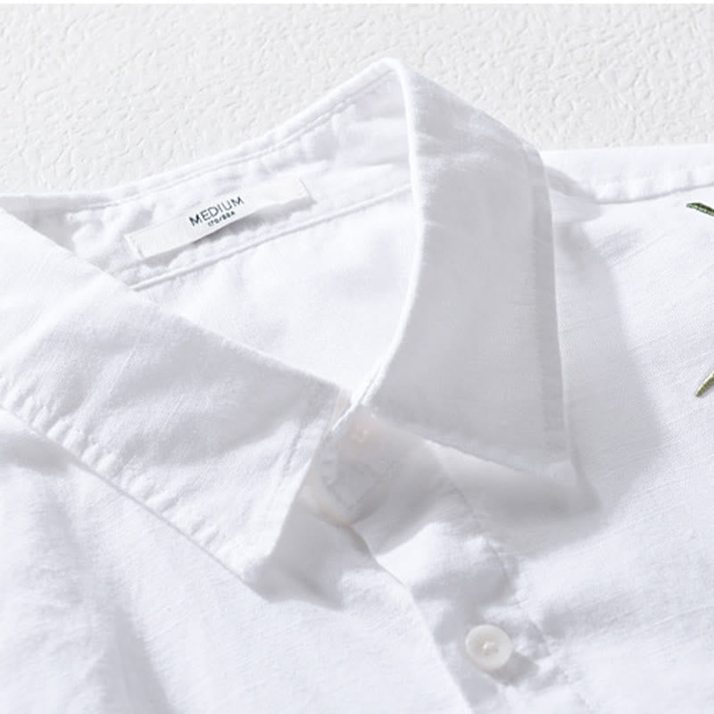 Chemise à manches longues en coton et lin pour homme, motif Buddha Stones brodées - image 8