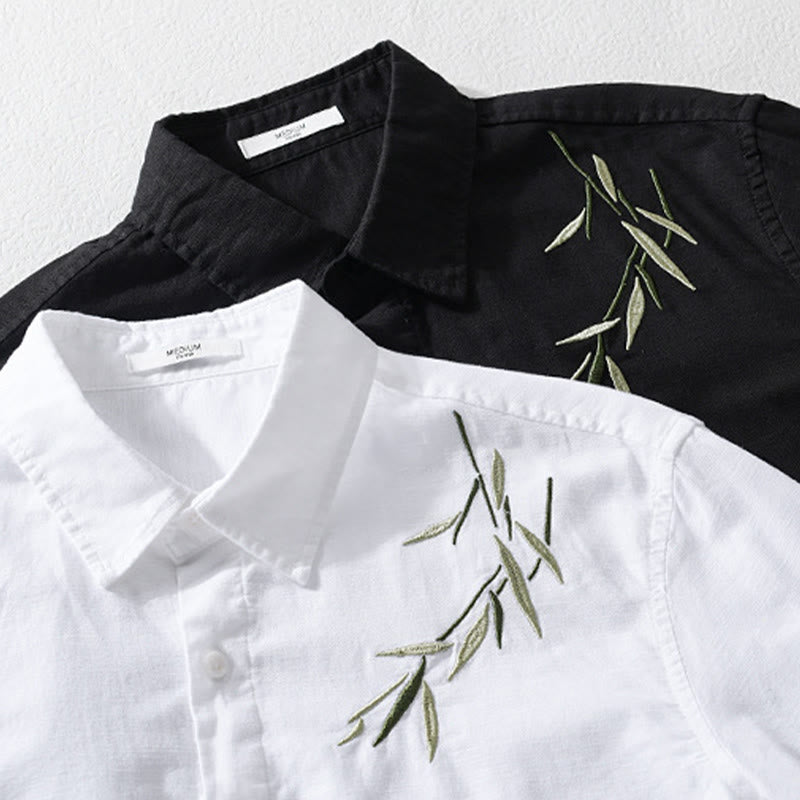 Chemise à manches longues en coton et lin pour homme, motif Buddha Stones brodées - image 14