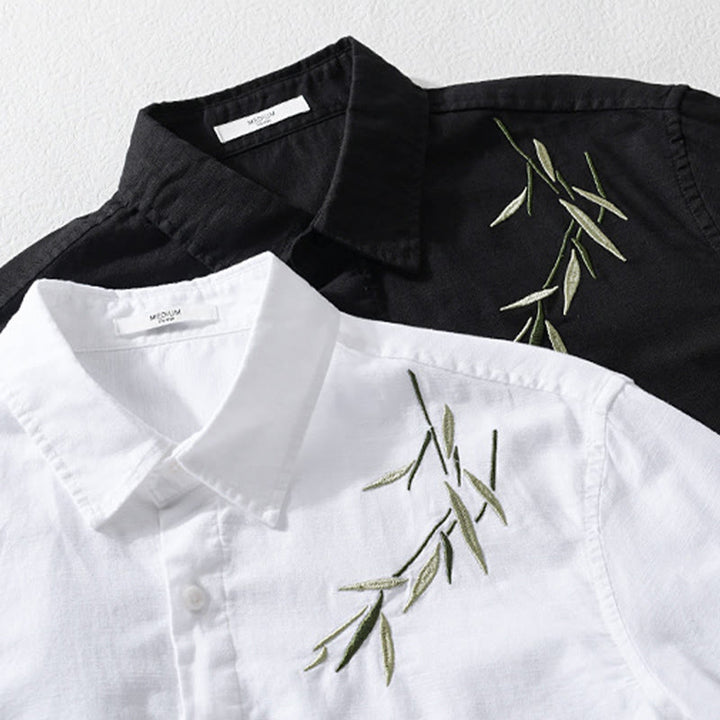 Chemise à manches longues en coton et lin pour homme, motif Buddha Stones brodées - image 14