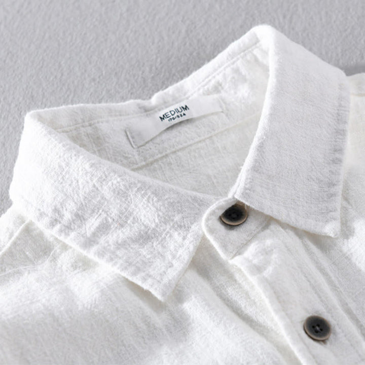 Chemise à manches longues en coton ramie pour homme, couleur pure, boutons à revers, design simple, motif Buddha Stones - image 12