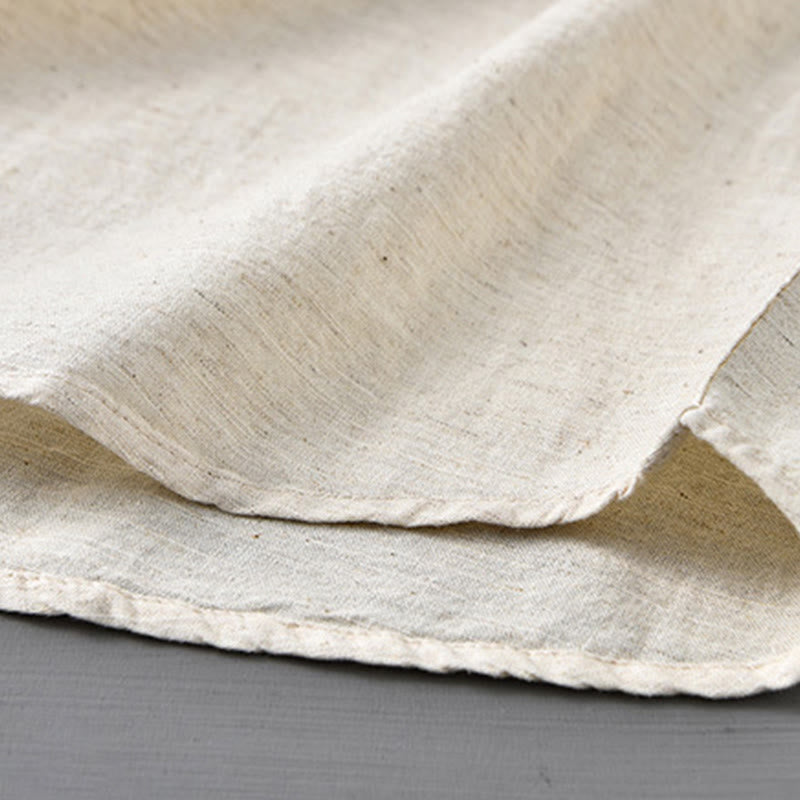 Chemise à manches longues en coton et lin pour homme, couleur unie, col montant, style printemps, Buddha Stones - image 14