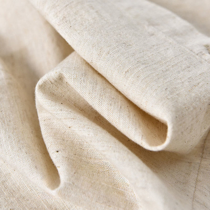 Chemise à manches longues en coton et lin pour homme, couleur unie, col montant, style printemps, Buddha Stones - image 13