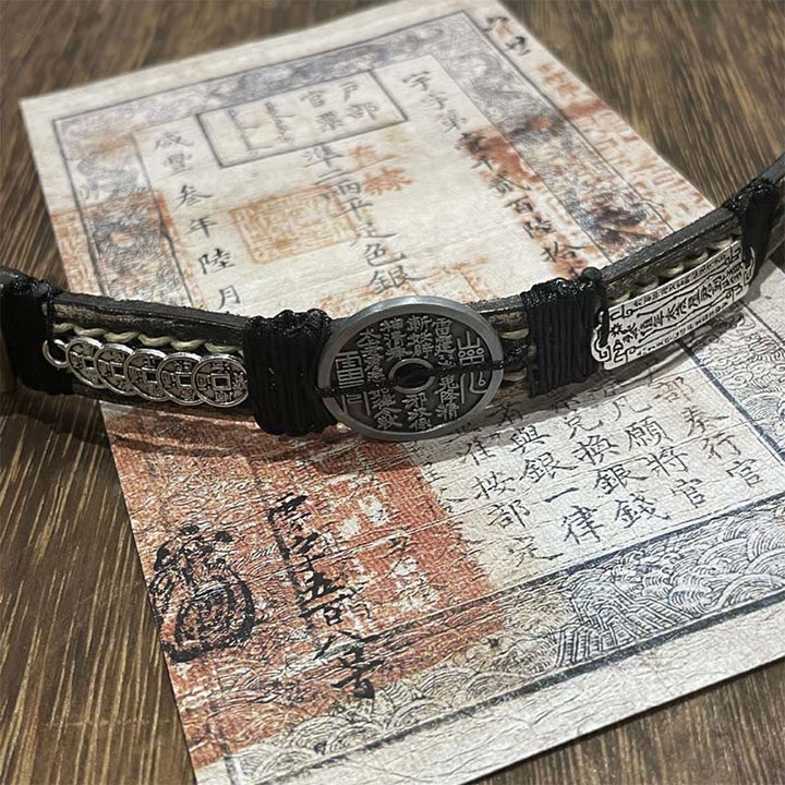 Buddha Stones des cinq empereurs Fantômes de la montagne Dépenser de l'argent Chance Bracelet de montre en cuir  - image 3