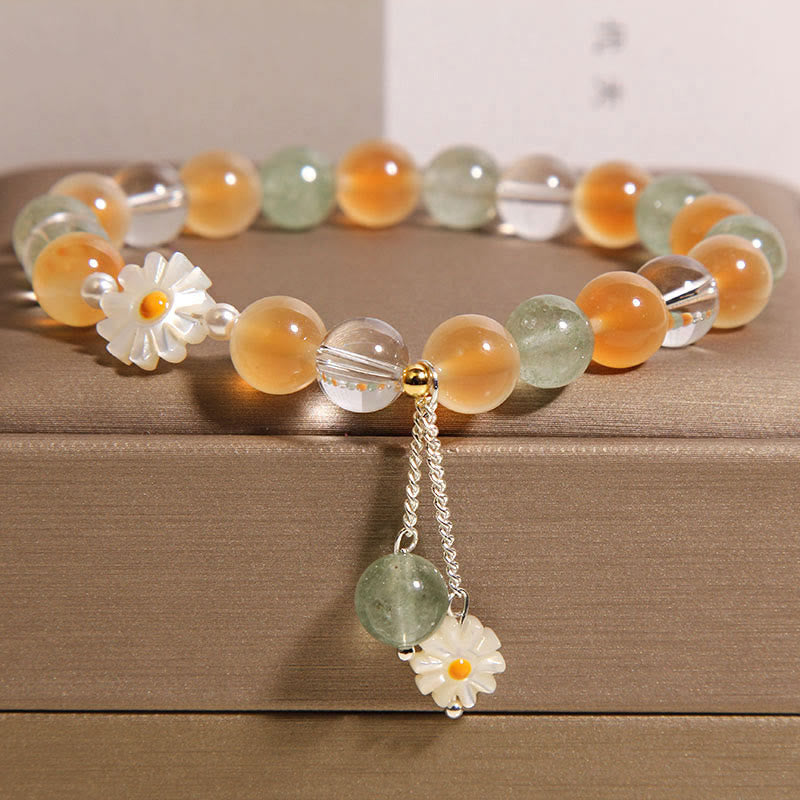 Bracelet de guérison en agate Buddha Stones naturelle et quartz fraise vert - Agate bonbon (tour de poignet : 15-17 cm) - image 0